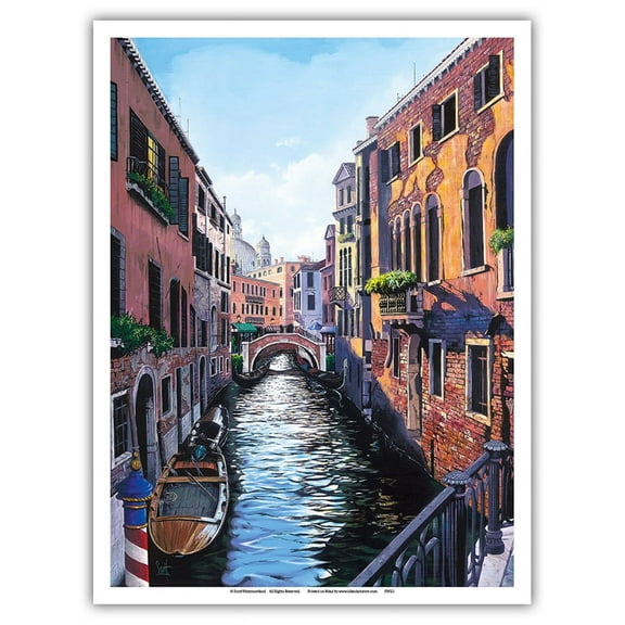 Garccio Venice - Narrow Venetian Canal - From an Original Color Painting by Scott Westmoreland - Master Art Print (Unframed) 9in x 12in