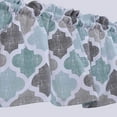 thumbnail image 5 of Moroccan Kitchen Curtains Tier & Valance Set, Lattice Pattern Cotton Blend Cafe Bathroom Curtains for Small Windows,Gray/Teal 58"*24"*2+58"*15", 5 of 7
