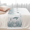 thumbnail image 2 of Summer Marine Life Bed Runner for King Size Bed, Nautical Starfish Ocean Seahorse Sea Turtle Coastal Soft Bedding Scarf Bedding Protector Slipcover Sofa Throw for Bedroom Hotel Guesthouse, 2 of 8