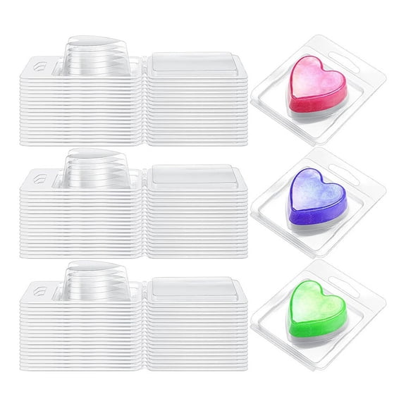100Pack Wax Melt Container 1.3 Oz,Wax Melt Single Cube Flip Top Clear Empty Plastic Cube Tray for Waxless Tart Candles A