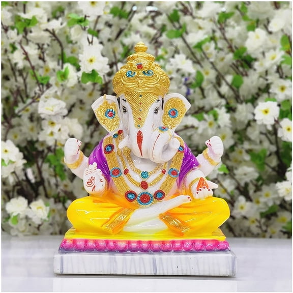 Ganesha Statue in Resin Lord Ganesha Sculpture Hindu God Statue Good Luck God for Gift Majestic Ganesha Idol Ganesh Home Decor Elephant God Figure Gift for New Beginning Temple Decor - AtoZ India Cart
