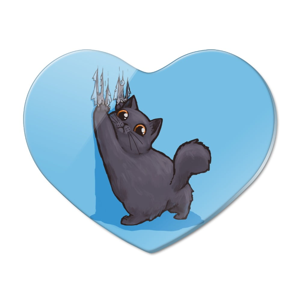 Kawaii Cute Cat Scratching Wall Heart Acrylic Fridge Refrigerator