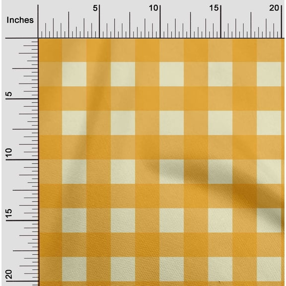 oneOone Viscose Jersey Light Yellow Fabric Gingham Check Sewing Material Print Fabric By The Yard 60 Inches Wide
