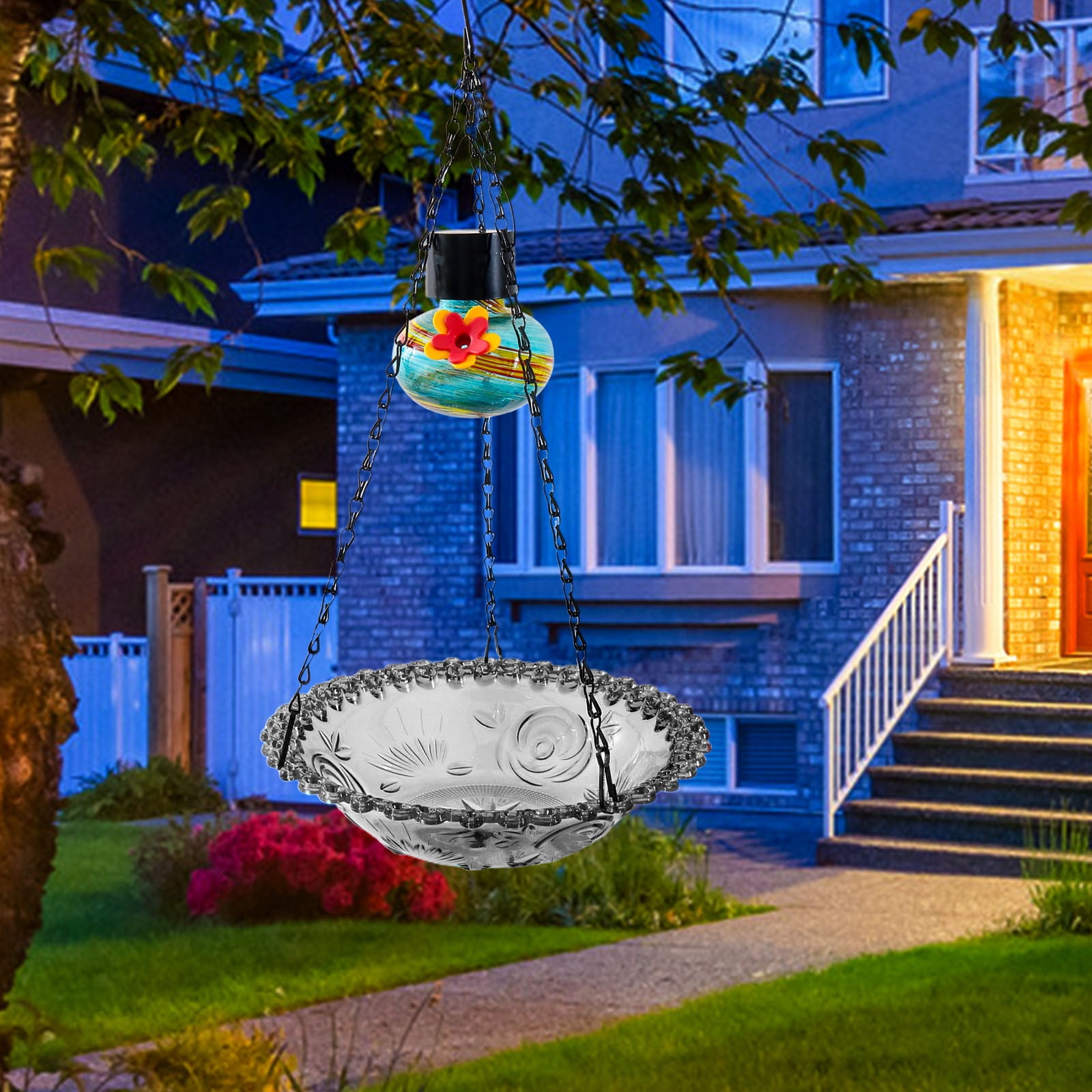 Hanging Bird Feeder,Versatile Bird Bath Tray for Outdoor,Beautiful Birds Attract and Feeding Device,Suitable for Garden and Courtyard