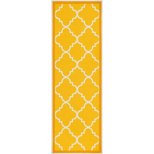 Well Woven 6511-2L Brooklyn Treillis Moderne Antidérapant Tapis de Course Lavable&44; Or - 2 Pi 7 Po x 12 Pi.