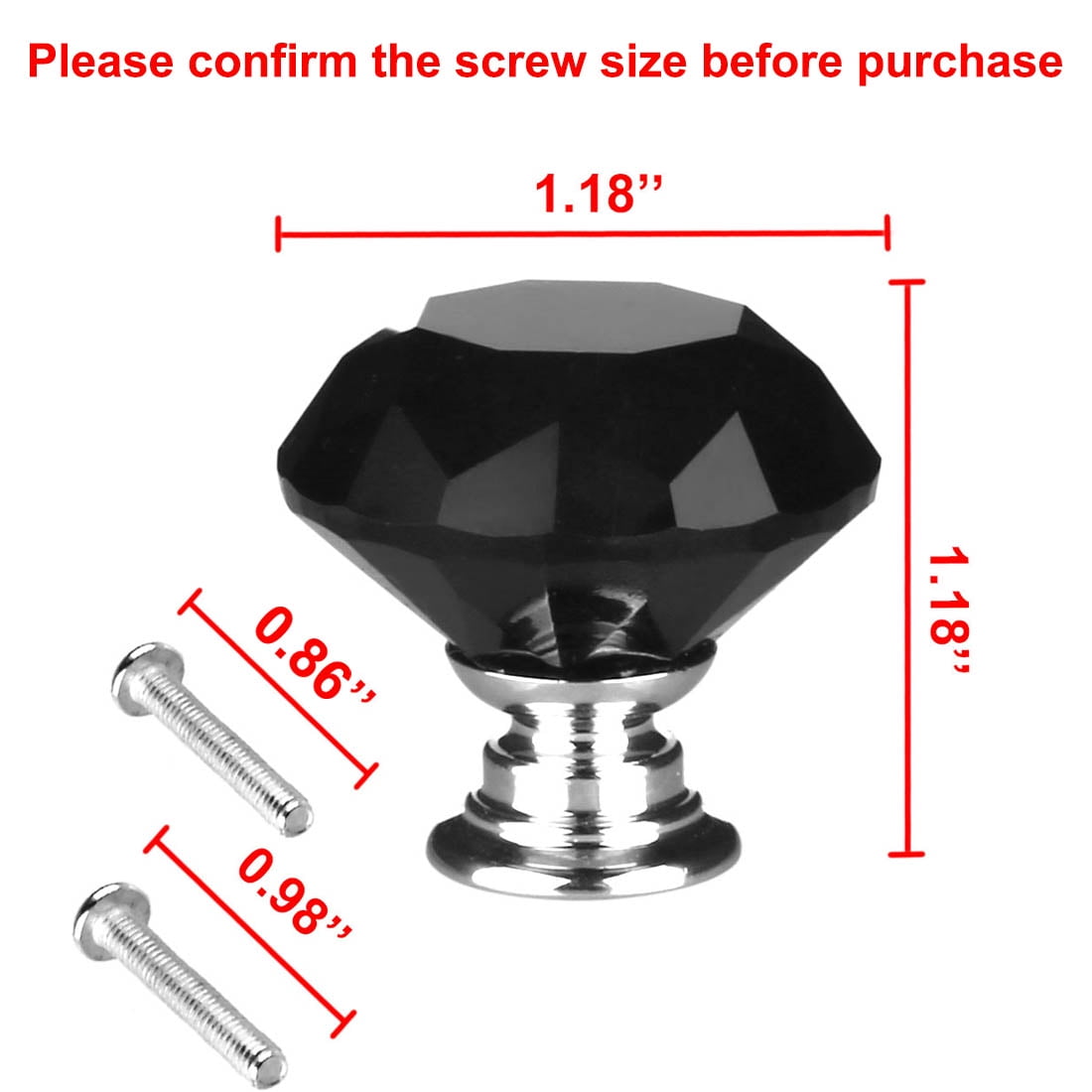 30mm Diamond Crystal Glass Drawer Knobs Home Kitchen Cabinet