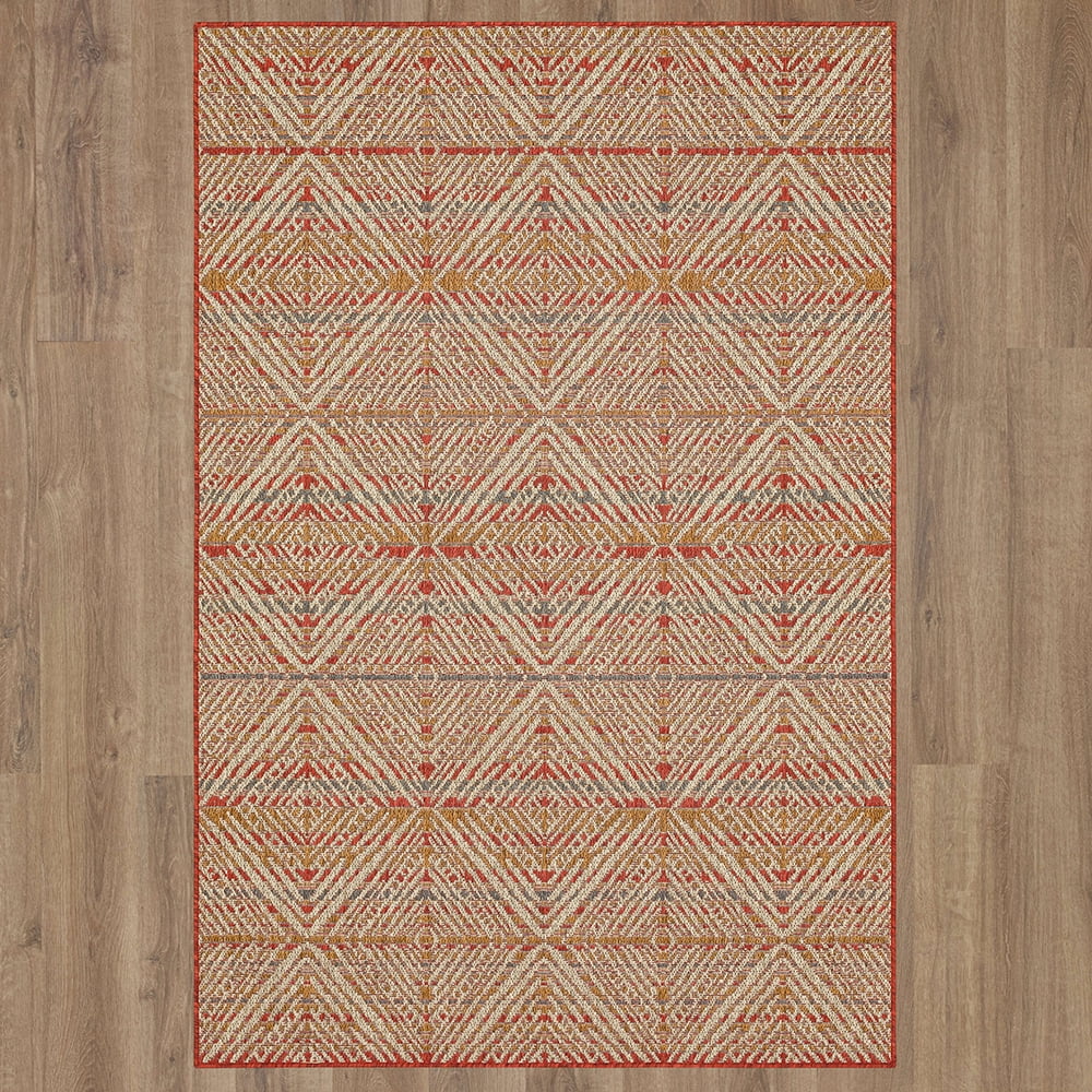 Mohawk Home Taos Geometric Outdoor Area Rug, Rust, 4' x 5' 6"