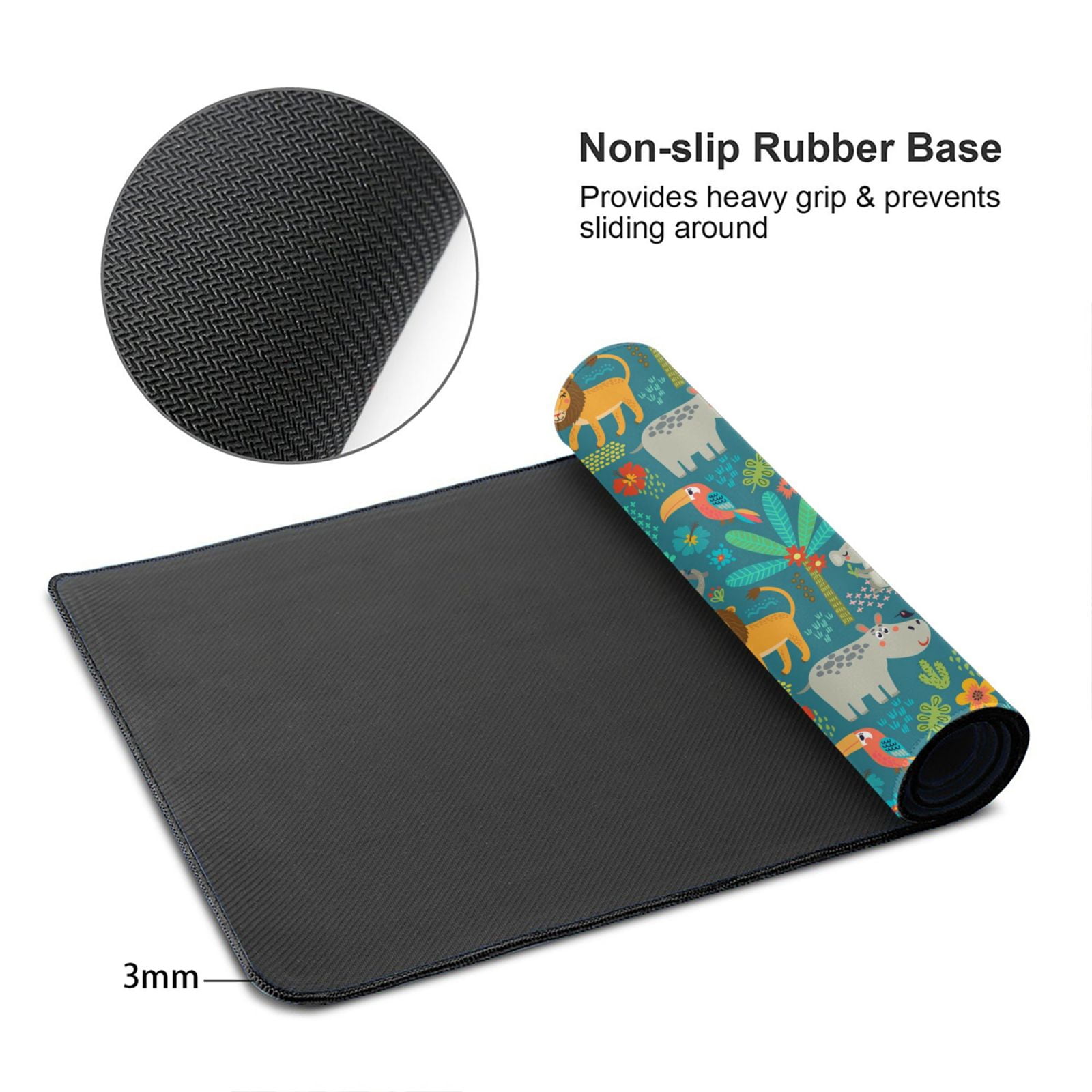 Kdxio Jungle Animals Print Large Gaming Mouse Pad,Non-Slip Base,Water Resist Keyboard Pad for Gamer,Office & Home,29.5 x 15.8 in