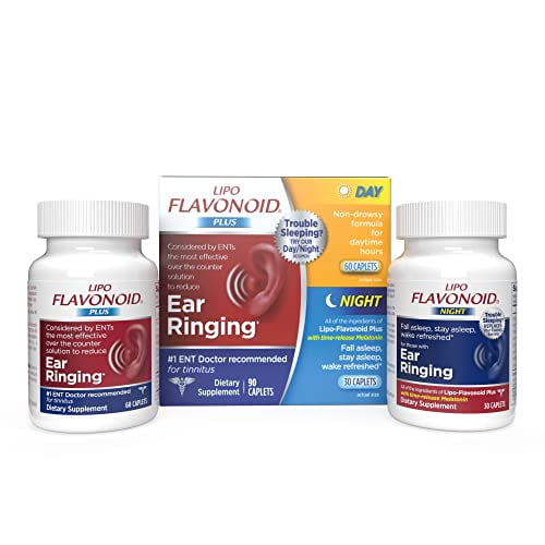 Lipo-Flavonoid Day and Night Combo Kit | Contains #1 ENT Lipo-Flavonoid Plus and Lipo-Flavonoid Night with Melatonin to Help Tinnitus Sufferers Sleep | 90 Caplets