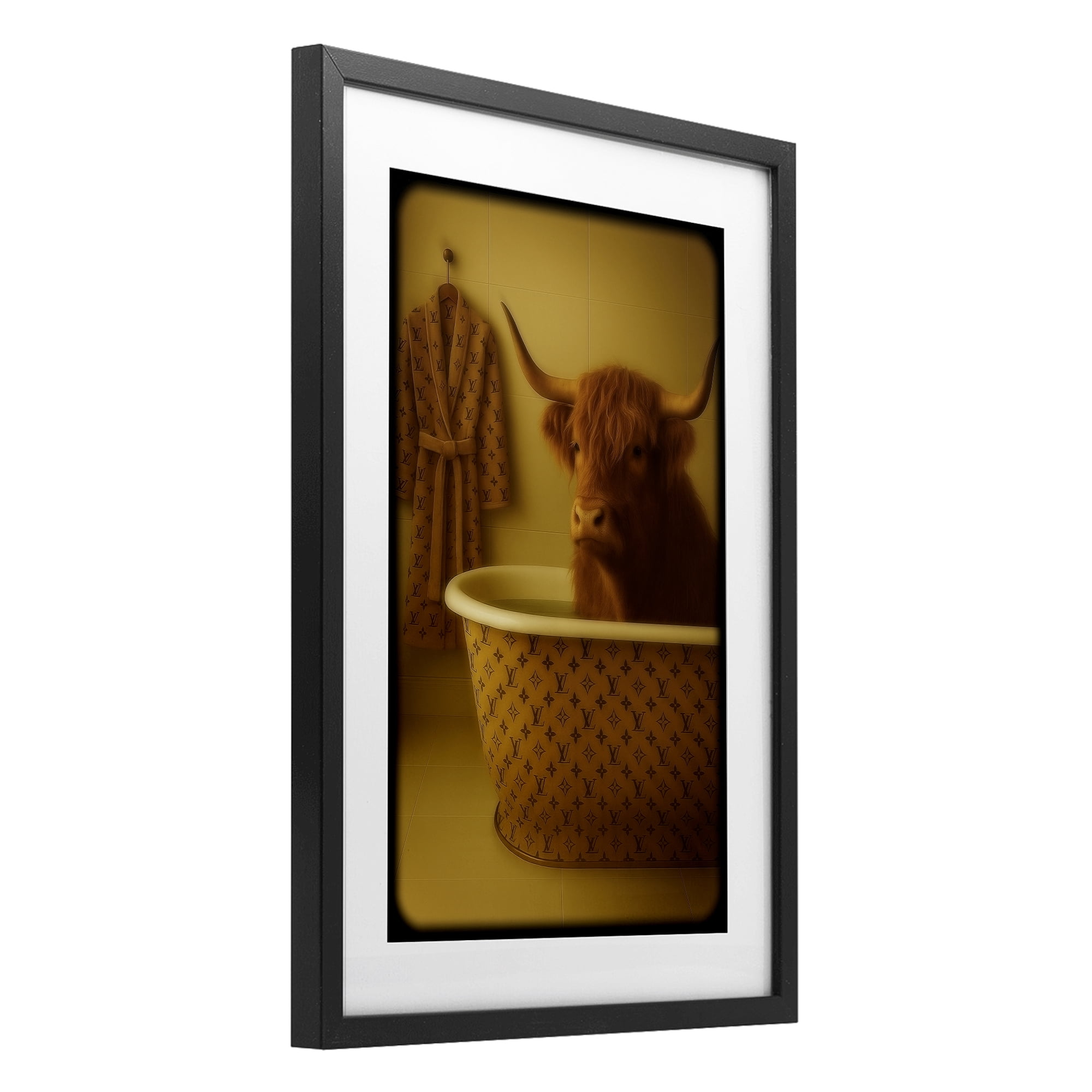 Stupell Industries Couture Highland in Luxury Tub Black Framed Print Under Glass, design by Grotto Studios