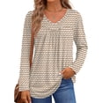thumbnail image 2 of Fantaslook Womens Tops Dressy Casual Pleated Blouses V Neck Long Sleeve Shirts Fall Tunic Tops, 2 of 7