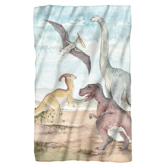 Logovision Watercolor Dino Portrait Fleece Blanket 36' x 58'