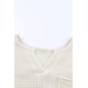 thumbnail image 3 of ABPHQTO Top holgado con bolsillos y cuello partido de punto gofrado beige para mujer, 3 of 5