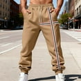 thumbnail image 3 of Havenre Athletic Sweatpants for Men Lightweight Vintage Striped Patchwork Drawstring Elastic High Waist Jogger Pants Loose Comfy Baggy Trousers with Pockets Khaki M, 3 of 10