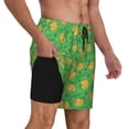 thumbnail image 2 of Naloa Pumpkin Leaves Print Men Swim Trunks with Compression Liner ,Board Shorts,Men's Swim Shorts with Drawstring and Elastic Waistband-Large, 2 of 6