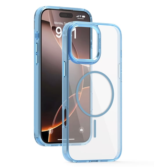 for iPhone 16 Pro Transparent Case, for iPhone 16 Pro Magnetic Military Grade Drop Protection Anti Yellowing Cell Phone Cover - Rugged Durable Shockproof Drop Protective Bumper, Blue