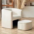 thumbnail image 3 of ZXNYH Upholstered Sherpa Barrel Chair with Storage Ottoman Set, Modern Single Sofa Accent Lounge Chair Armchair Club Chair with Storage Space-Saving for Living Room Bedroom Office, Cream, 3 of 4