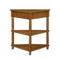 thumbnail image 5 of 33.8" Small Triangle Corner Table, Wood Corner Side Table with Solid Wood Legs,  A Drawer and 2-Layer Shelf, 3 Tier End Corner Table for Small Spaces, Living Room, Brown, 5 of 9