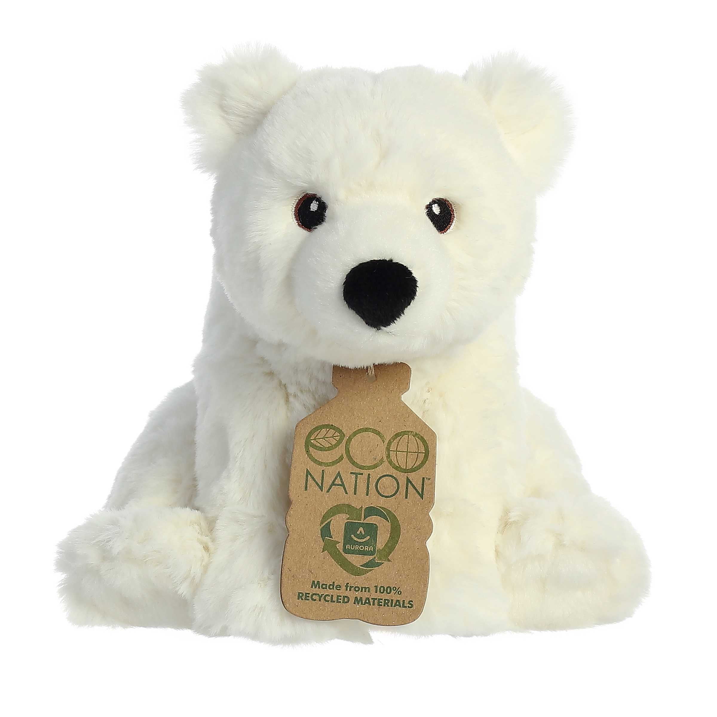 Aurora Large 11 in. Miyoni Polar Bear Plush Toy, Lifelike Detail