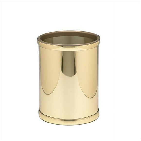 Kraftware 76048 Mylar Polished Brass 10 Inch Round Waste Basket