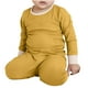 thumbnail image 4 of Odeerbi 6M-7Y Niños Niñas Costilla Pijamas de Punto de Manga Larga Tops Pantalones de Talle Alto de Dos Piezas Pijama Set, 4 of 5