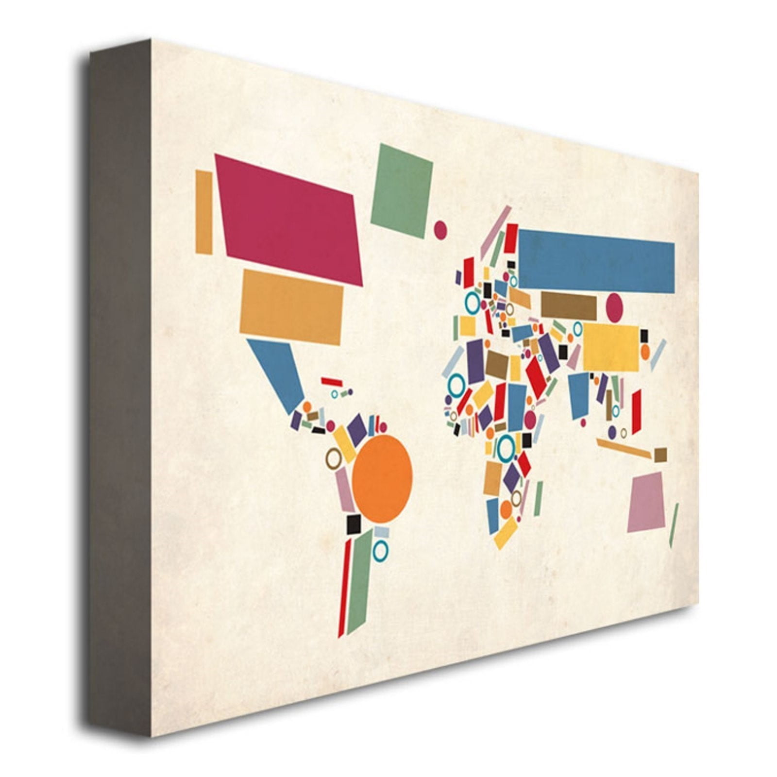 Trademark Art "Abstract Shapes World Map" Canvas Art by Michael Tompsett