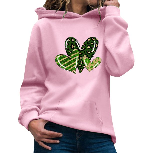 WILLBEST Sudadera de Mujer, Moda Femenina, Día de San Patricio, Temática Verde, con Estampado, Bolsillo, Manga Larga, con Capucha, Top Deportivo 1603 XXX-Grande