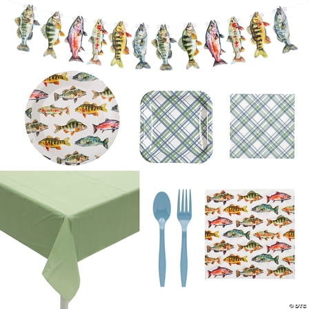 66 Pieces Fishing Party Tableware Decorating Kit for 8