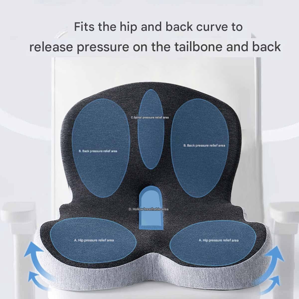 Celinva Orthopedic Cushion, Instant Relief for Back & Sciatica Pain, Long Sitting Lumbar Support, Memory Foam Truck Seats Cushions, Removable Cover Anti Slip Cushion for Drive,Office