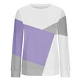 thumbnail image 5 of Olyvenn Stylish Knit Sweater T Shirt for Women Color Block Geometric Print Long Sleeve Crewneck Pullover Casual Loose Fit T-Shirt Spring Top Purple 10, 5 of 5