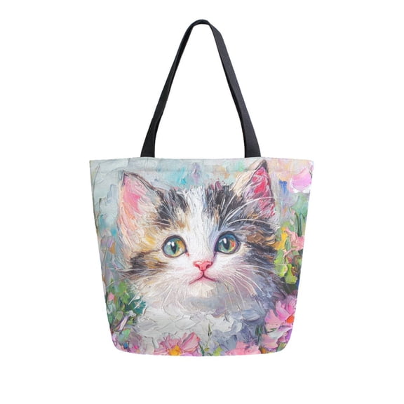 DIXRUYEE Tote Bag Women Weekender Travel Bag Shoulder Handbag Whiskered Wonder in Petals Printed