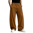 thumbnail image 2 of CCRFTGI Men Baggy Sweatpants Straight Leg Elastic Drawstring Jogging Pants Versatile Casual Outdoor Wear Brown XL, 2 of 7