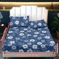 thumbnail image 2 of ZIATUBLES Navy Blue Floral Printed Soft Cozy Bed Sheets, Twin Size Polyester Sheets Set of 3, Comfortable Breathable Bedding with Standard Pocket (1 Fitted Sheet, 2 Pillowcase), 2 of 5