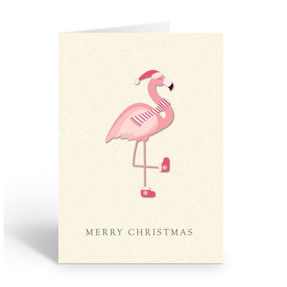 Christmas Flamingo Holiday Card - 12 Cards with Envelopes - Christmas - B18039