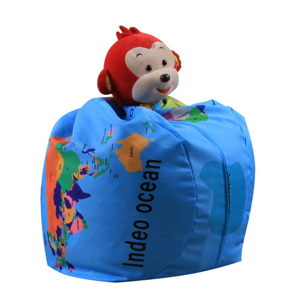 ShenMo Plush toy ball storage bag Football Basketball baseball Rugby bean bag(The 26 inch world map)
