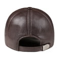 thumbnail image 4 of Baseball Cap Men Real Leather Black Brown Knit Autumn Winter Dad Hat, 4 of 4