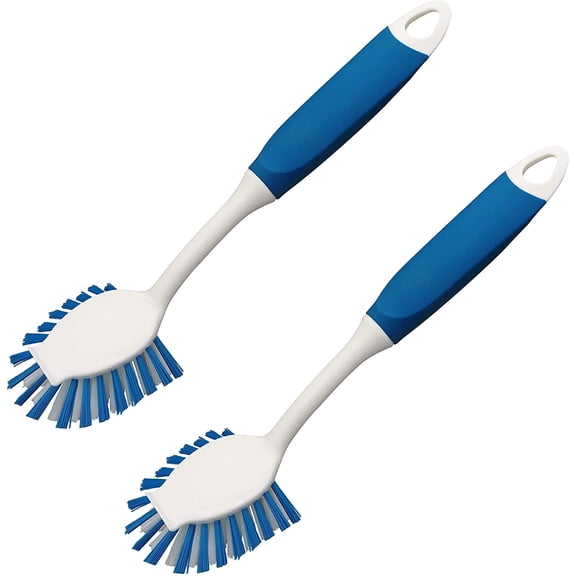 PHYEX 2-Pack Dish Brush with Handle, Kitchen Dish Scrubber Dishwashing Brush for Cleaning Pots, Pan, Sink