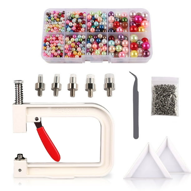 Máquina de ajuste de perlas Botones de remache Tapa de fijación de plástico Camisa Pantalones Chaqueta Kit de herramientas manuales Hecho a mano DIY Accesorio de ropa Tipo 24 4-10 mm