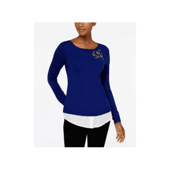 Charter Club - Jeweled Layered-Look Sweater - Petite - PXL