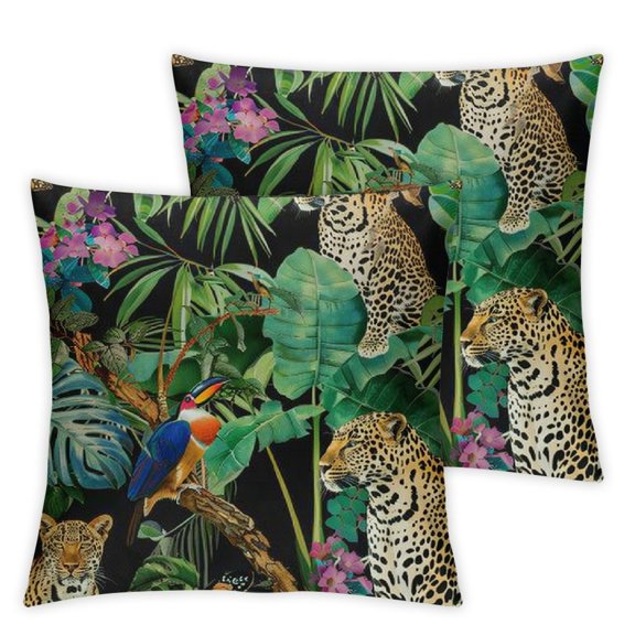 Acheng Animal Print Leopard Pillow Cover Tropical Safari Decorative Pillow Covers Cushion Cover Home Decor Pillowcase Set Of 2 12x12in