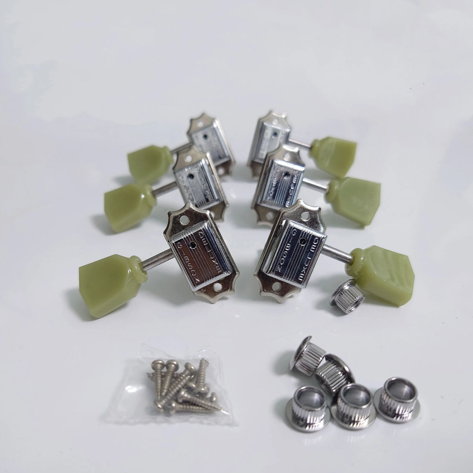3L 3R Deluxe Vintage Guitar Machine Heads Tuners Tuning Pegs 3L + 3R Gold Chrome