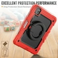 thumbnail image 6 of ELEHOLD Rugged Case for iPad Pro 11" 2022/2021/2020/2018 iPad Air 5/4 Full Body Protective Portable Folding Handle Grip 360° Rotating Kickstand Pencil Holder Shockproof Anti-Scratch Hybrid Cover,Red, 6 of 8