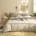 Move Over Taupe Bedding Set King Pom Poms Duvet Cover Set Three Layer