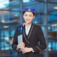 thumbnail image 4 of Stewardess Hat Retro Flight Attendant Hat Air Hostess Cap Cosplay Costume Uniform Cap, 4 of 4