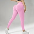 thumbnail image 5 of QATAINLAV Pink Leggings for Women Knit Ribbed High Waisted Yoga Pants Tummy Control Butt Lift Bottom Trousers L, 5 of 8