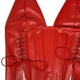 thumbnail image 6 of Byworldtasic Women's Y2K Leather Halter Corset Tops Backless Shapewear Top Slit Grommet Eyelet Lace Up Party Tank Club Outfits, 6 of 9