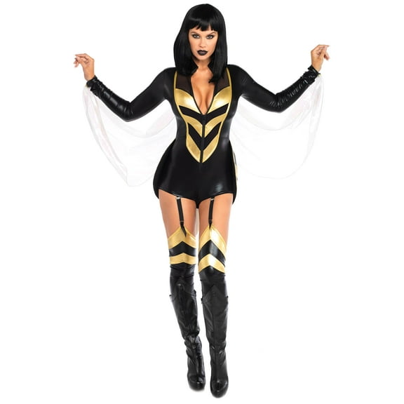 Leg Avenue Womens Hornet Honey Halloween Costume, Medium, Black/Gold
