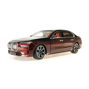 BMW i7 Black and Red Metallic 1/18 Diecast Model Car by Minichamps