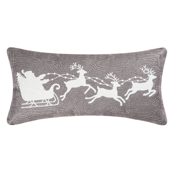 Sleigh Gray Rice Stitch Accent Pillow 12" x 24"