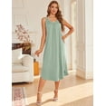 thumbnail image 3 of Ekouaer Sleeveless Nightgowns for Women Long Night Gown Pleated Full Length Sleepwear Tank Sleep Dress Slit Dress, 3 of 6